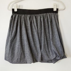 Gray Bubble Mini Skirt with Black Waistband